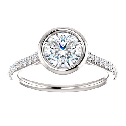 Round Brilliant Bezel Style Engagement Ring - I Heart Moissanites