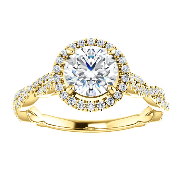 Round Brilliant Twist Halo Style Engagement Ring - I Heart Moissanites