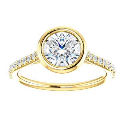 Round Brilliant Bezel Style Engagement Ring - I Heart Moissanites