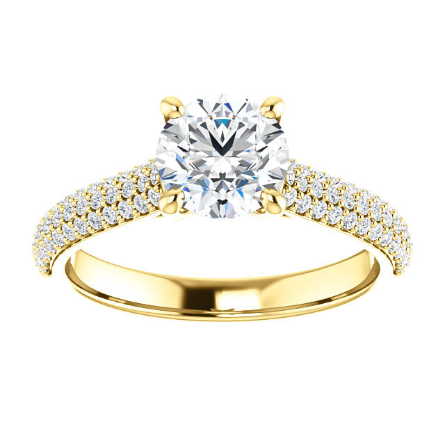 Round Brilliant Pave Style Engagement Ring - I Heart Moissanites