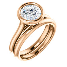 Solitaire Round Brilliant Cut Bezel Engagement Ring - I Heart Moissanites