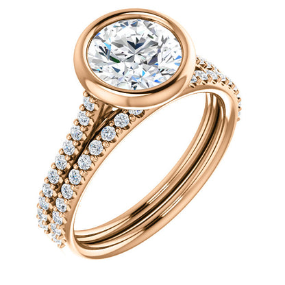 Round Brilliant Bezel Style Engagement Ring - I Heart Moissanites
