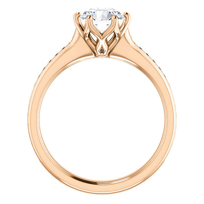 Round Brilliant Six Claw Channel Set Style Engagement Ring - I Heart Moissanites
