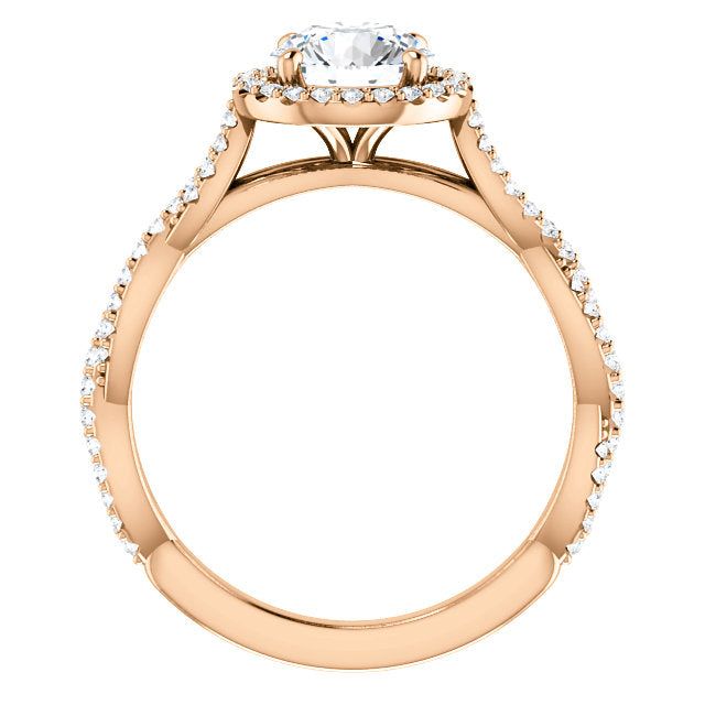 Round Brilliant Twist Halo Style Engagement Ring - I Heart Moissanites