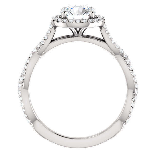Round Brilliant Twist Halo Style Engagement Ring - I Heart Moissanites
