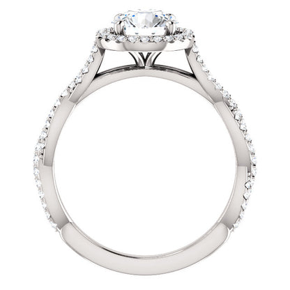 Round Brilliant Twist Halo Style Engagement Ring - I Heart Moissanites