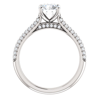 Round Brilliant Pave Style Engagement Ring - I Heart Moissanites