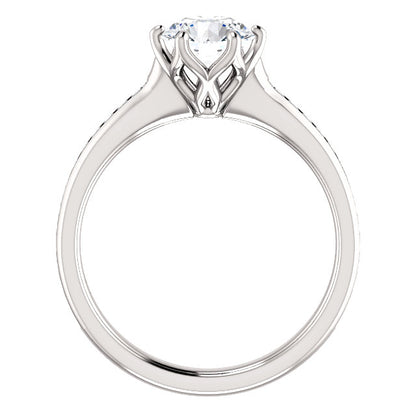 Round Brilliant Six Claw Channel Set Style Engagement Ring - I Heart Moissanites