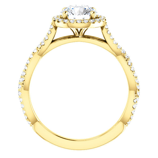 Round Brilliant Twist Halo Style Engagement Ring - I Heart Moissanites