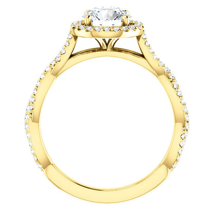 Round Brilliant Twist Halo Style Engagement Ring - I Heart Moissanites