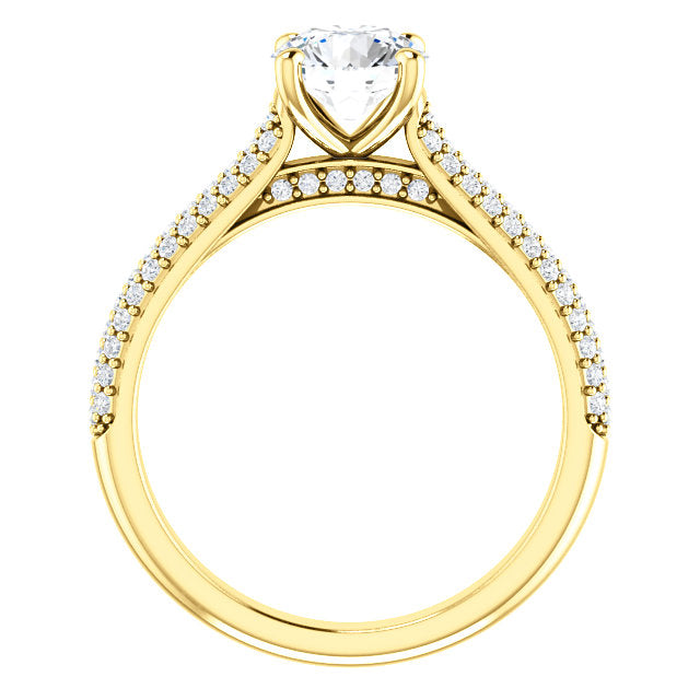 Round Brilliant Pave Style Engagement Ring - I Heart Moissanites