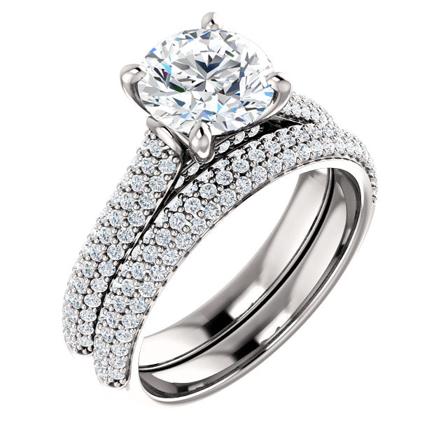 Round Brilliant Pave Style Engagement Ring - I Heart Moissanites