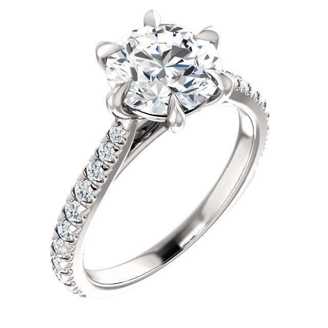 Round Brilliant Six Claw Set Style Engagement Ring - I Heart Moissanites