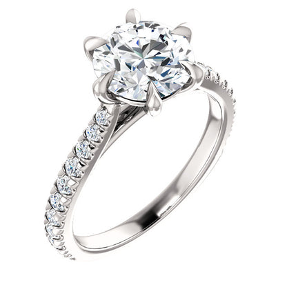 Round Brilliant Six Claw Set Style Engagement Ring - I Heart Moissanites