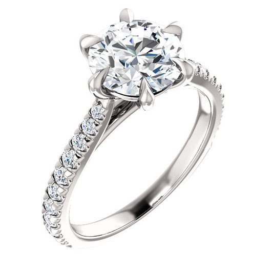 Round Brilliant Six Claw Set Style Engagement Ring - I Heart Moissanites