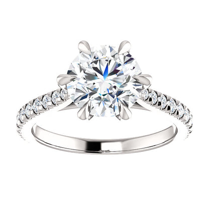 Round Brilliant Six Claw Set Style Engagement Ring - I Heart Moissanites