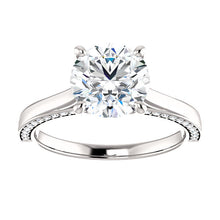 Round Brilliant Solitaire & Hidden Diamond Band Engagement Ring - I Heart Moissanites