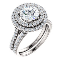 Round Brilliant Double Halo Style Engagement Ring - I Heart Moissanites
