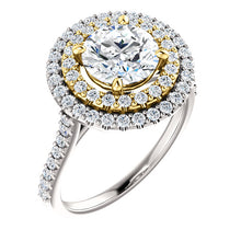 Round Brilliant Double Halo Style Engagement Ring - I Heart Moissanites