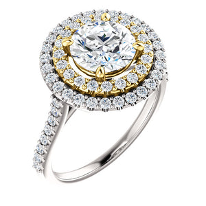Round Brilliant Double Halo Style Engagement Ring - I Heart Moissanites