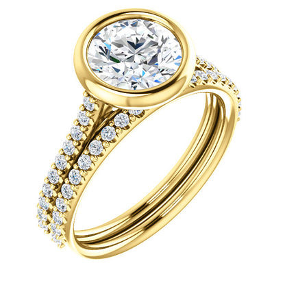 Round Brilliant Bezel Style Engagement Ring - I Heart Moissanites