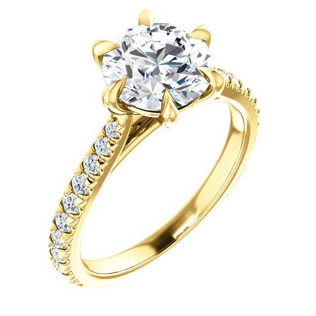 Round Brilliant Six Claw Set Style Engagement Ring - I Heart Moissanites