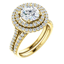 Round Brilliant Double Halo Style Engagement Ring - I Heart Moissanites