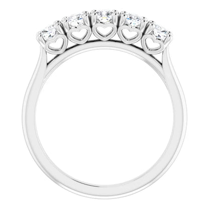 Five Stone Cushion Cut Moissanite Anniversary Band