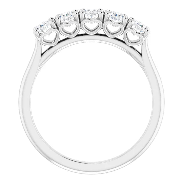 Five Stone Oval Cut Moissanite Anniversary Band