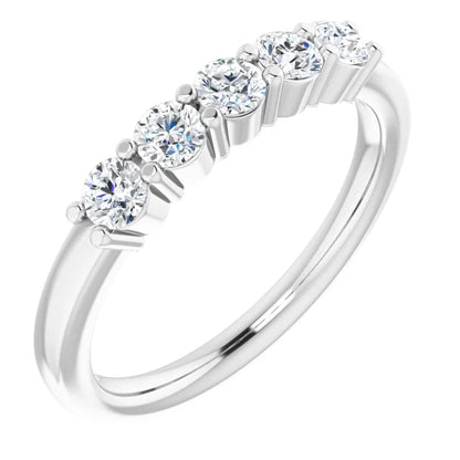 Five Stone Round Brilliant Moissanite Anniversary Band