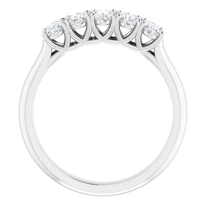 Five Stone Oval Cut Moissanite Anniversary Band