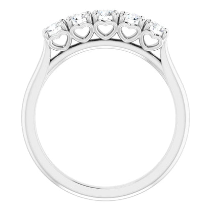 Five Stone Round Brilliant Moissanite Anniversary Band