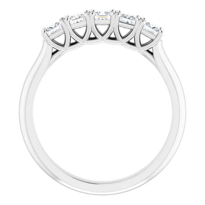 Five Stone Princess Cut Moissanite Anniversary Band