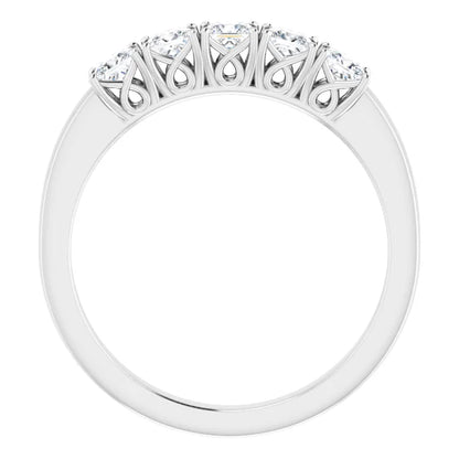 Five Stone Princess Cut Moissanite Anniversary Band