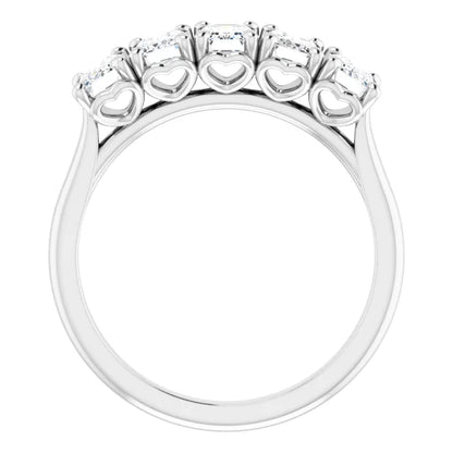 Five Stone Emerald Cut Moissanite Anniversary Band