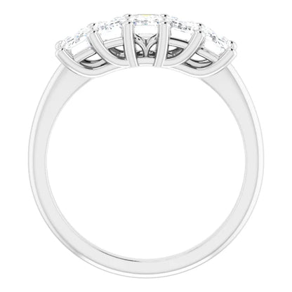Five Stone Emerald Cut Moissanite Anniversary Band