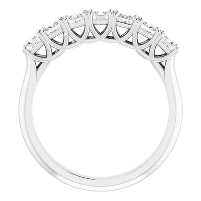 Seven Stone Princess Cut Moissanite Anniversary Band