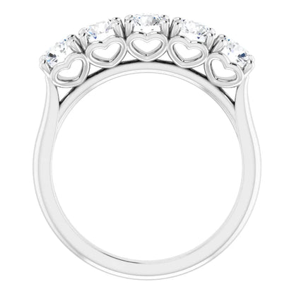 Five Stone Round Brilliant Moissanite Anniversary Band