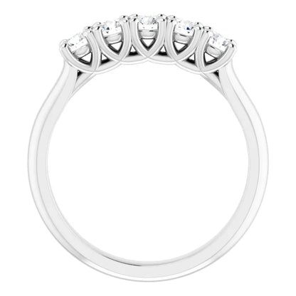 Five Stone Round Brilliant Moissanite Anniversary Band