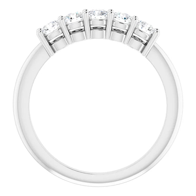 Five Stone Round Brilliant Moissanite Anniversary Band