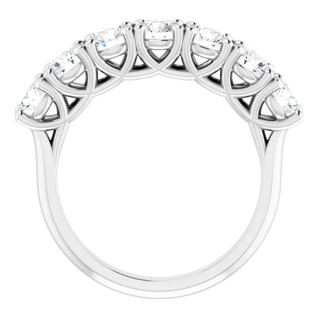 Seven Stone Round Brilliant Moissanite Anniversary Band