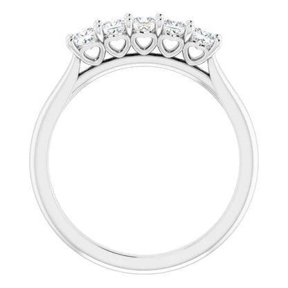 Five Stone Princess Cut Moissanite Anniversary Band