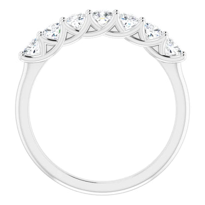 Seven Stone Cushion Cut Moissanite Anniversary Band