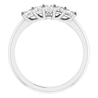 Five Stone Princess Cut Moissanite Anniversary Band