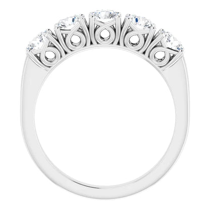 Five Stone Round Brilliant Moissanite Anniversary Band