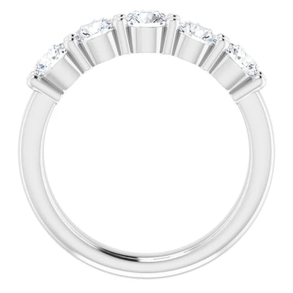 Five Stone Round Brilliant Moissanite Anniversary Band
