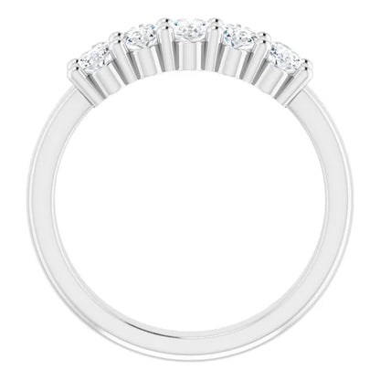 Five Stone Oval Cut Moissanite Anniversary Band