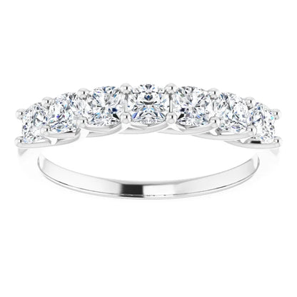 Seven Stone Cushion Cut Moissanite Anniversary Band