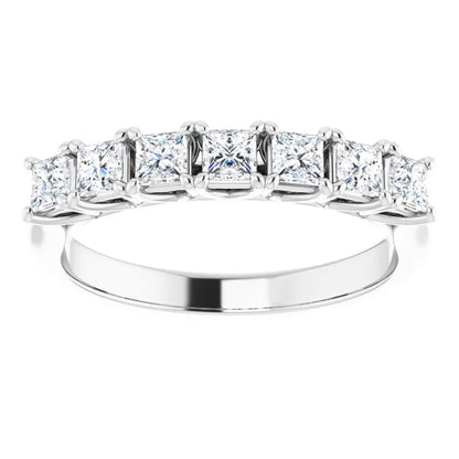 Seven Stone Princess Cut Moissanite Anniversary Band
