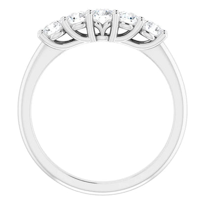 Five Stone Round Brilliant Moissanite Anniversary Band